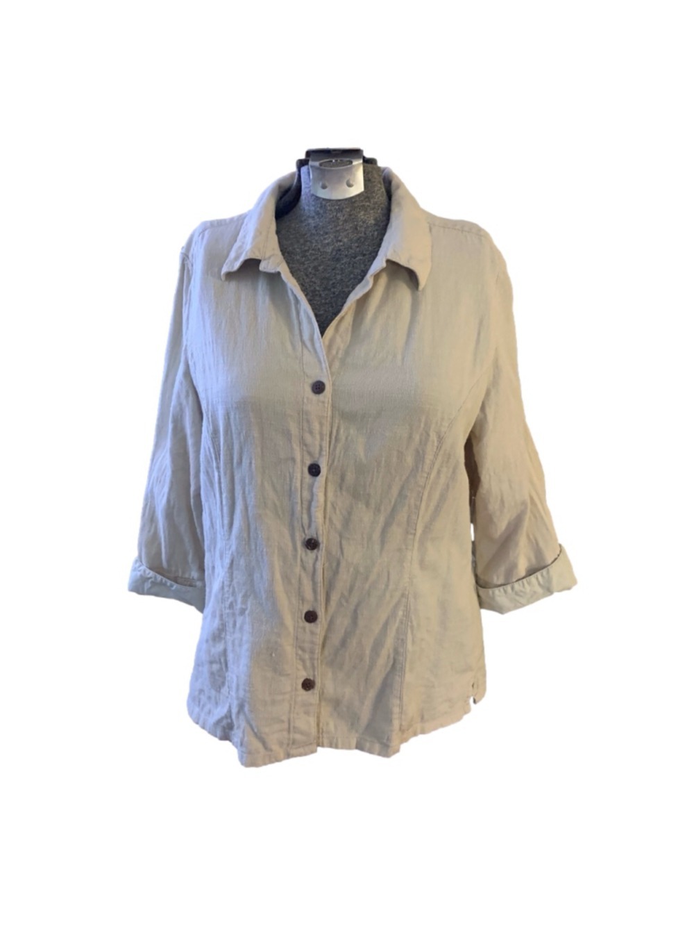 Women's Royal Robbins Beige Button-Up Shirt Size M